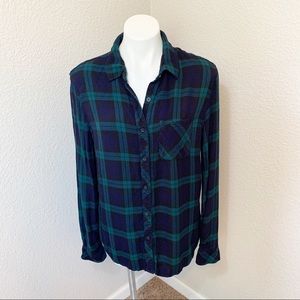 3/$25 Beachlunchlounge Plaid Blue Green ButtonDown